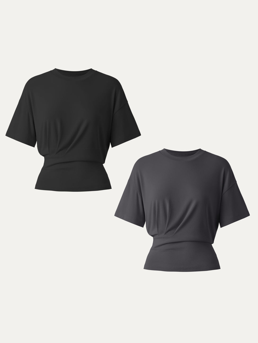 2Pcs Set Sandwashed Crewneck Short Sleeve Tucked Tee