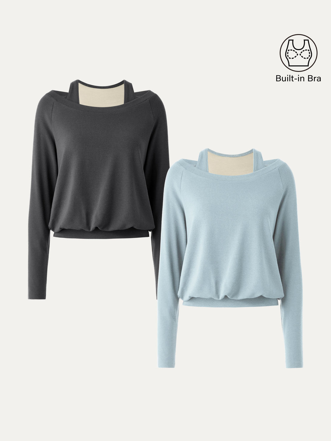 2Pcs Set LiteWarm Multi-Wear Layering Brami Top Foam Blue/Blue Charcoal XS