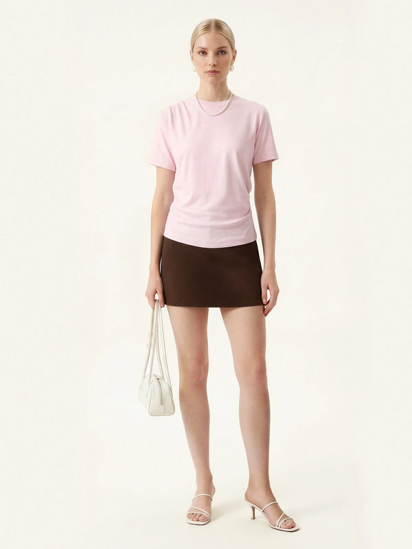 OGLmove Cotton Viscose Round Neck Tucked Summer Tee Powder Pink XS