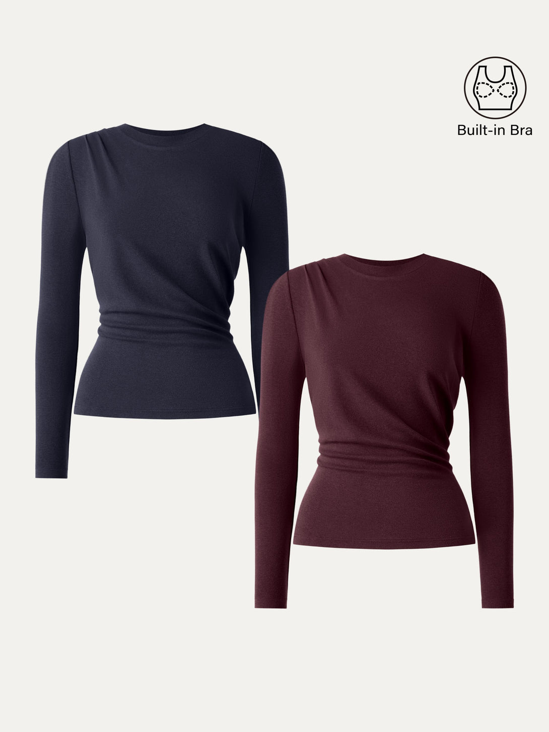 Light Warm Crewneck Tucked Top