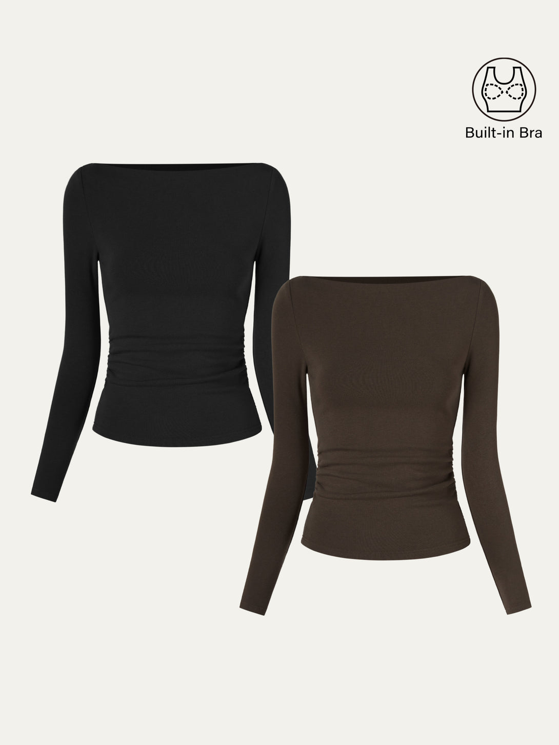 Modern Side Ruched Boatneck Brami Top