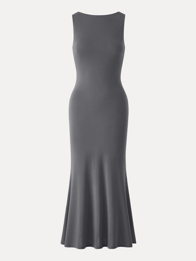 OGLmove Effortless Boatneck Mermaid Maxi Dress Cloudy Silver XS