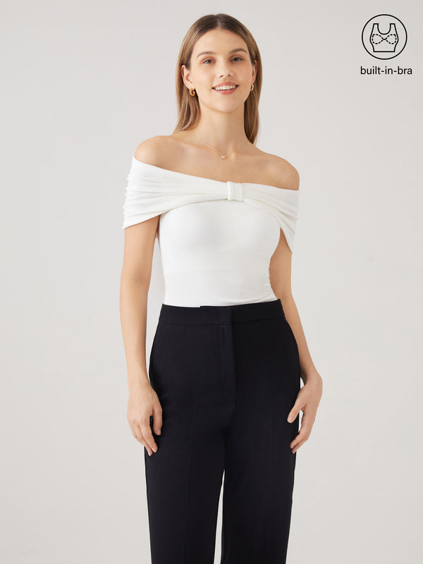 Transformable Bow Cold Shoulder Brami Top