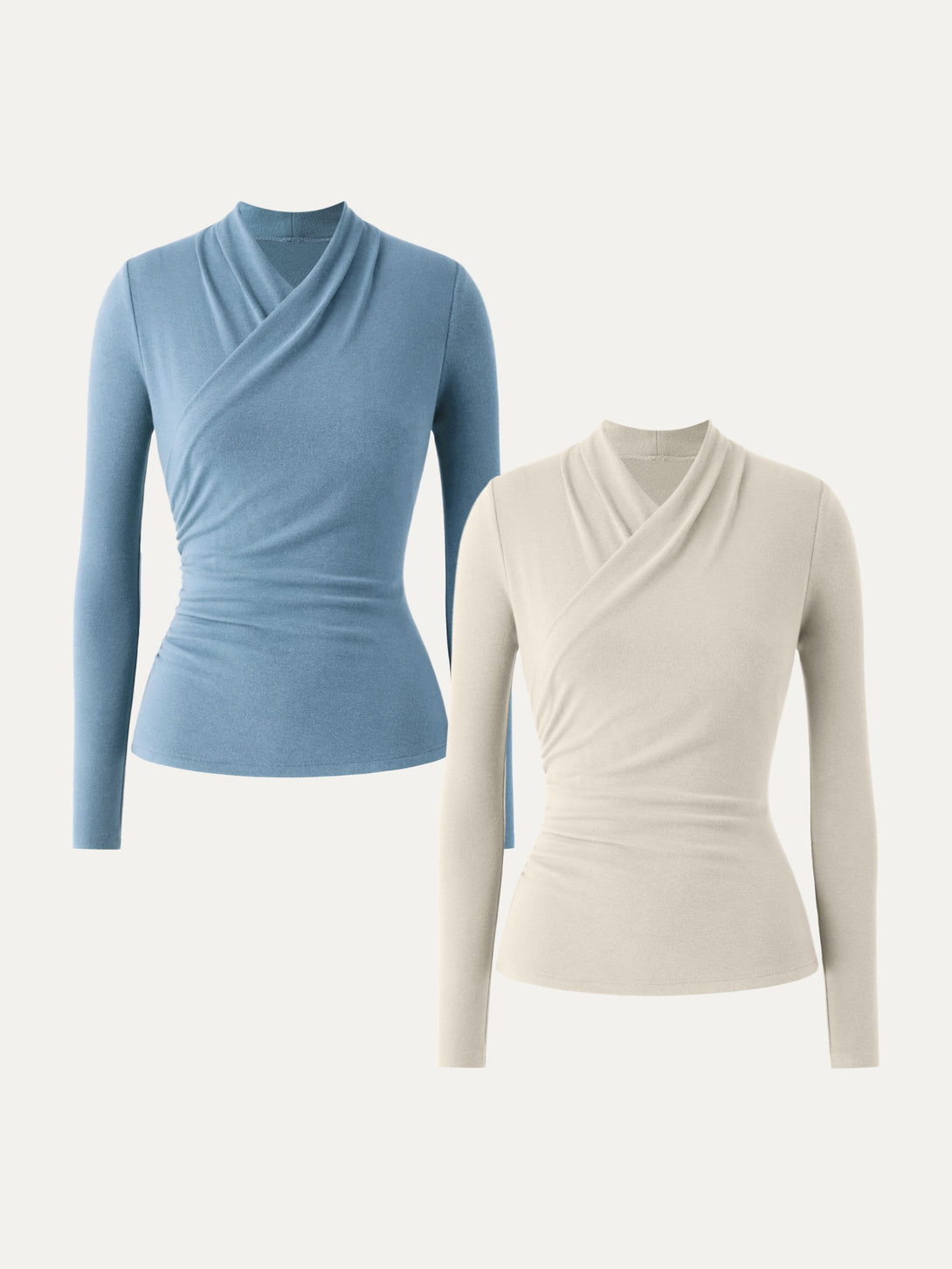 2Pcs Set Surplice Long Sleeve Top