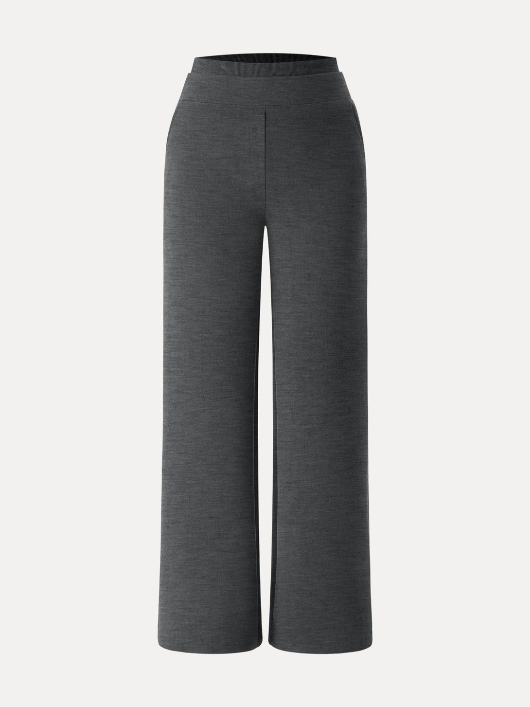 Double Waistband Straight Leg Pants with Pockets Regular Heather Black