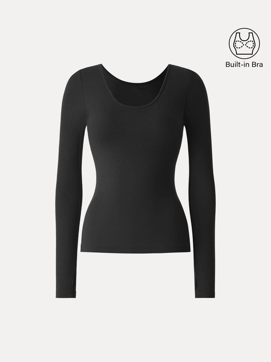 Lyocell Cashmere Scoop Neck Thumbhole Brami Black XS