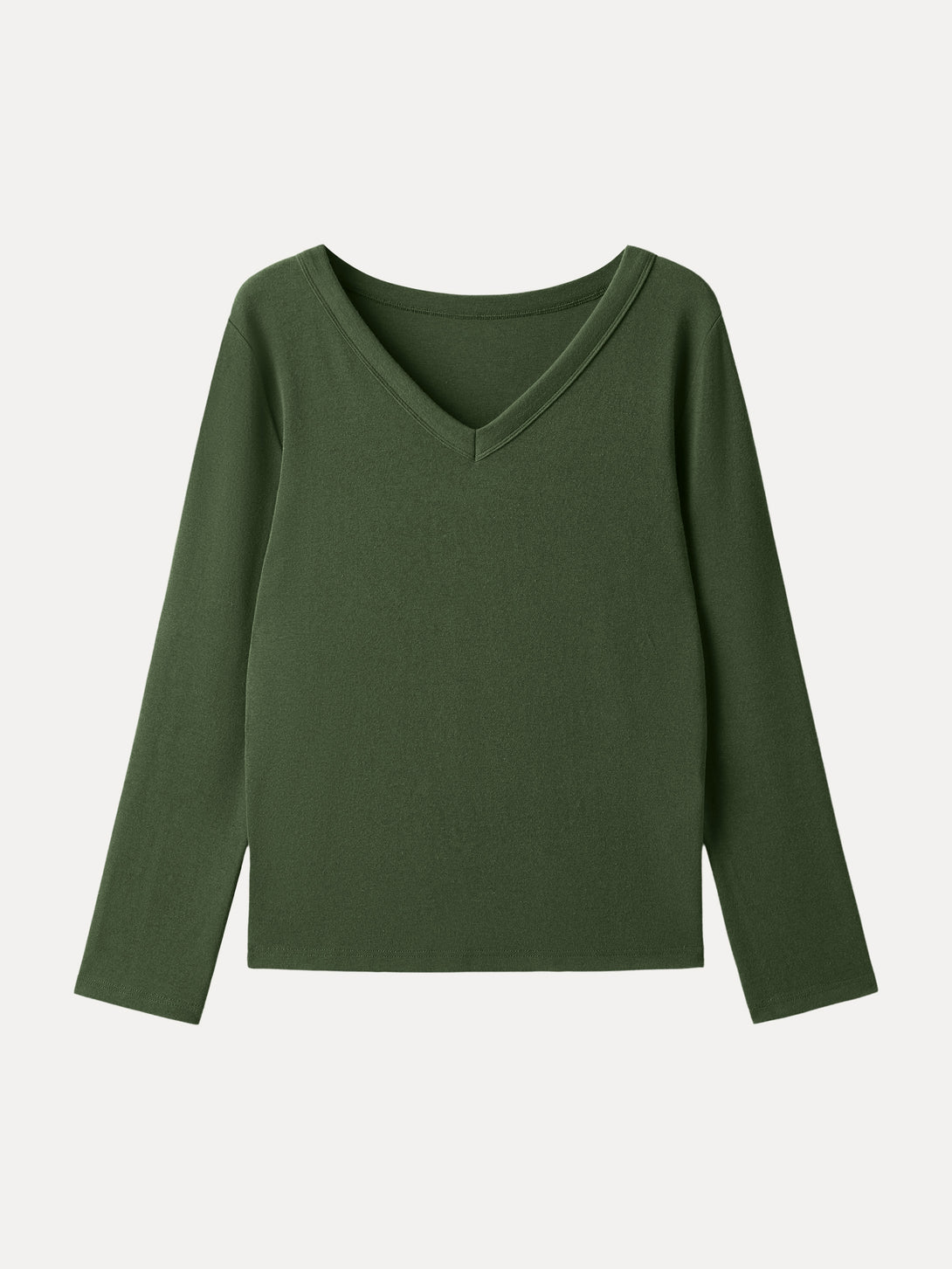 Amoretu Women's V-Neck Long Sleeve Blouse – Loose Fit Tunic Top, Soft Pullover, Curved Hem (Sizes S-2XL)