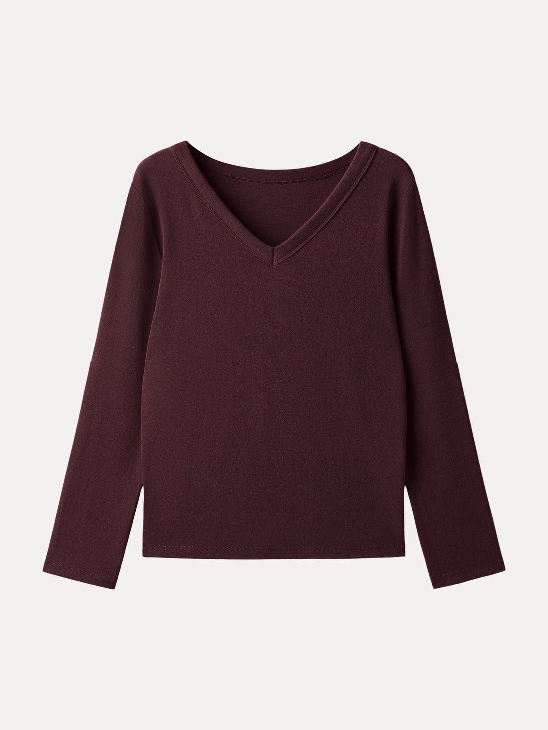 Essential V-neck Long Sleeve Top with Close-fit Hem