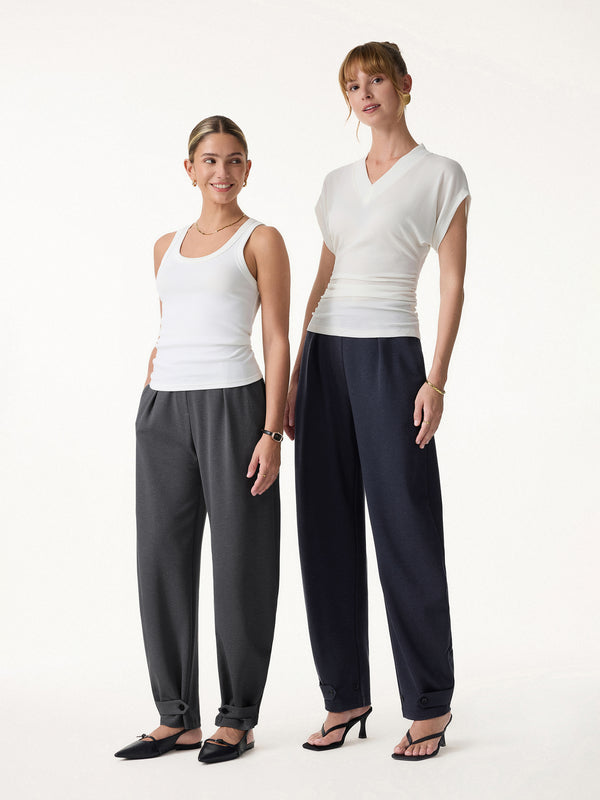OGLmove Linen-Like Breathable Barrel Leg Pants