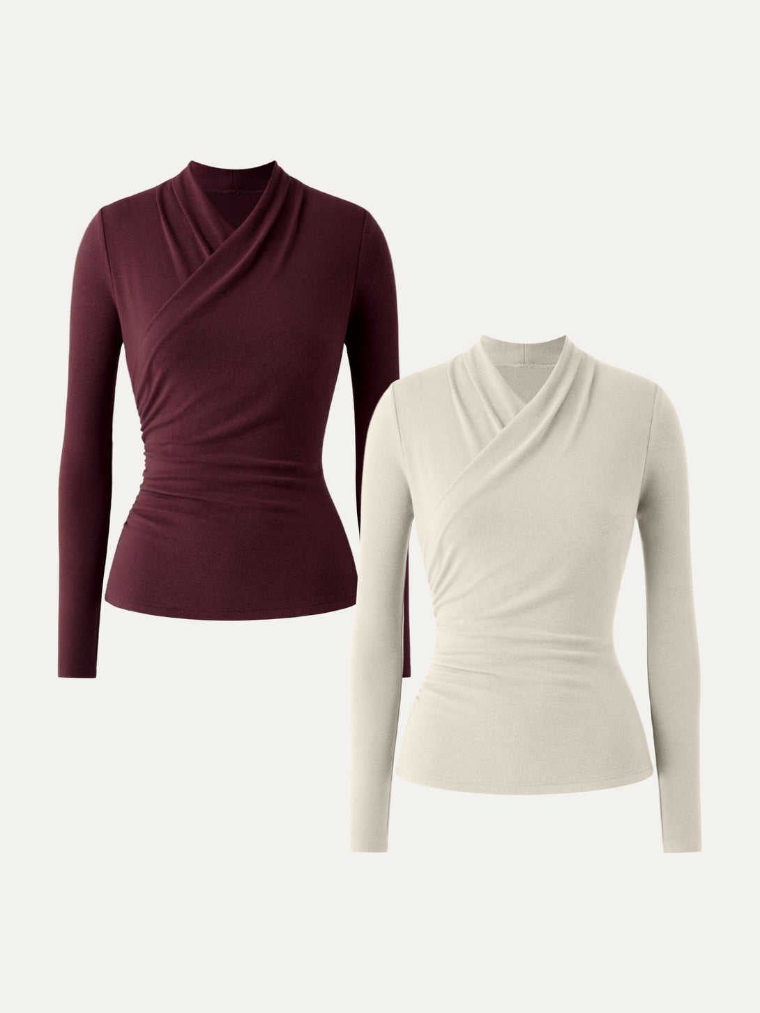2Pcs Set Surplice Long Sleeve Top