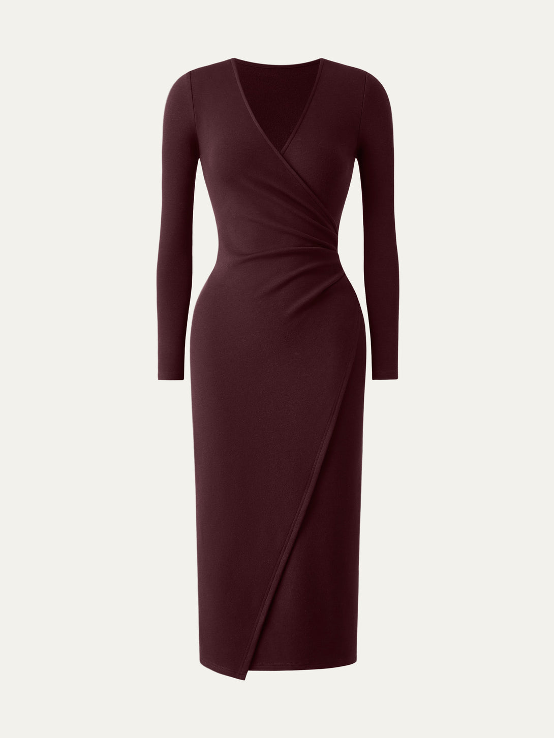 Surplice Wrap Long Sleeve Dress Petite Ruby Berry