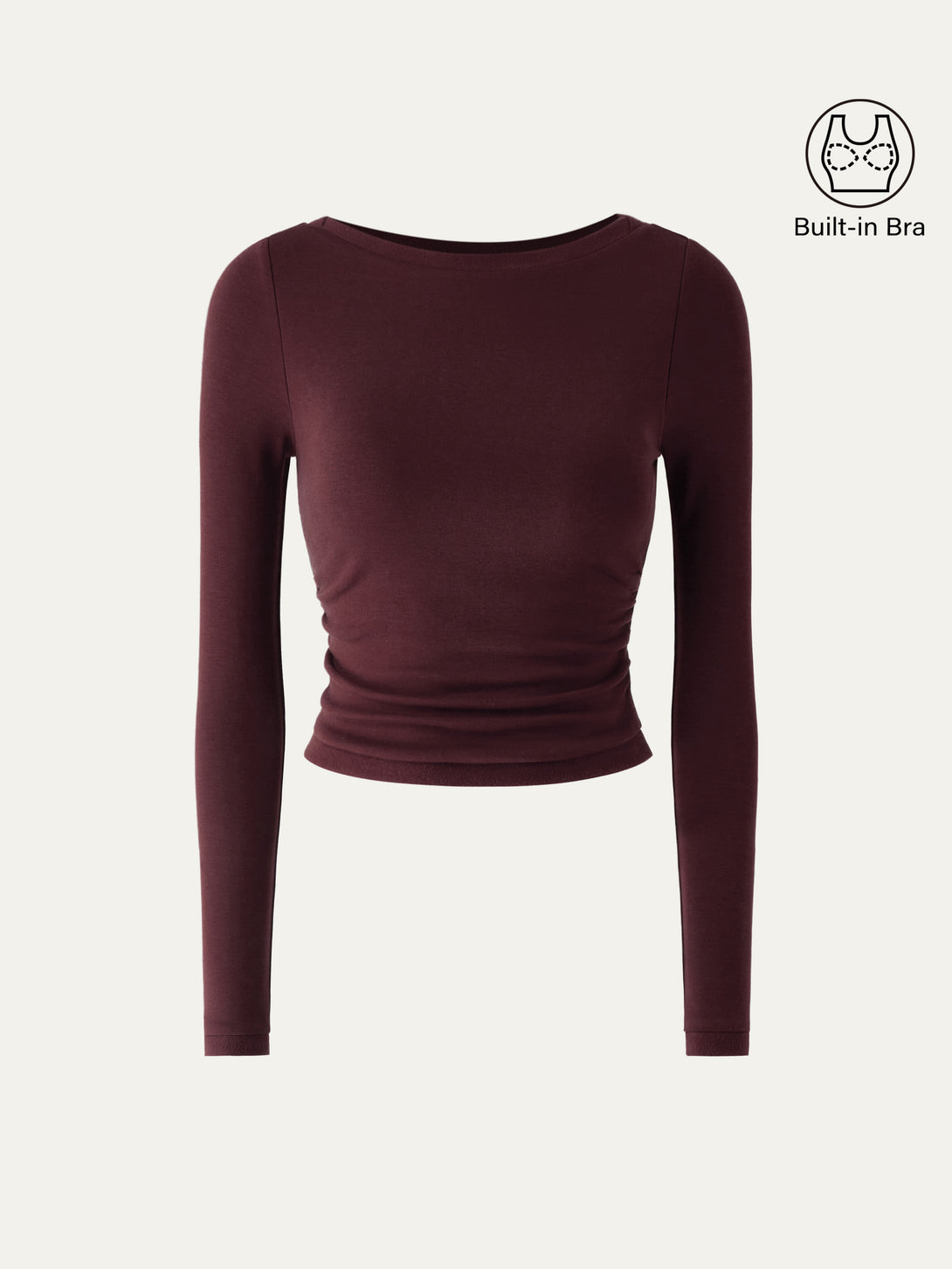 Boatneck Long Sleeve Brami Top Ruby Berry XS