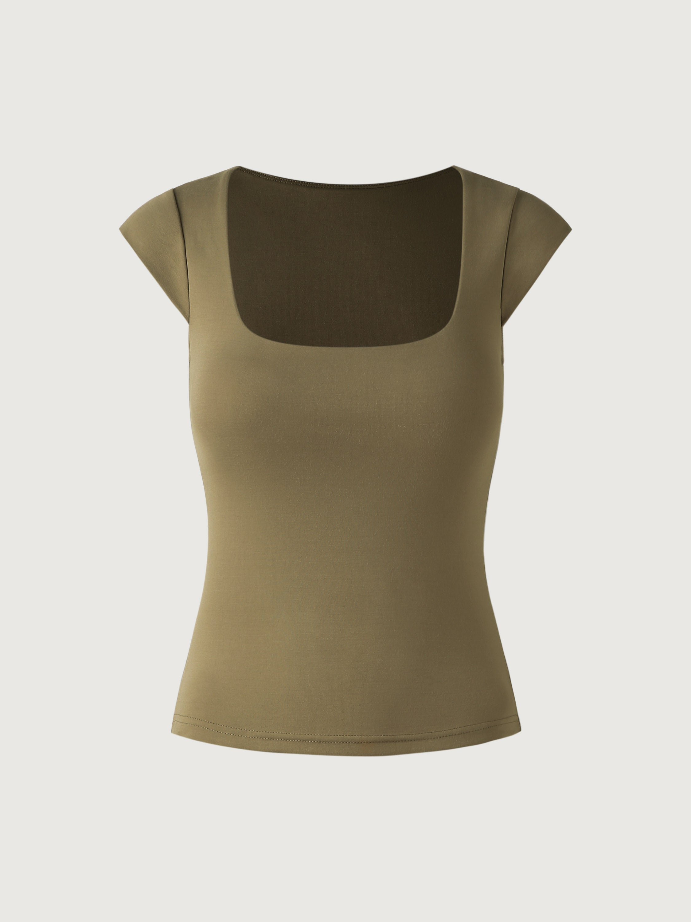 Cap Sleeve Square Neck Brami Top - Battleship Grey