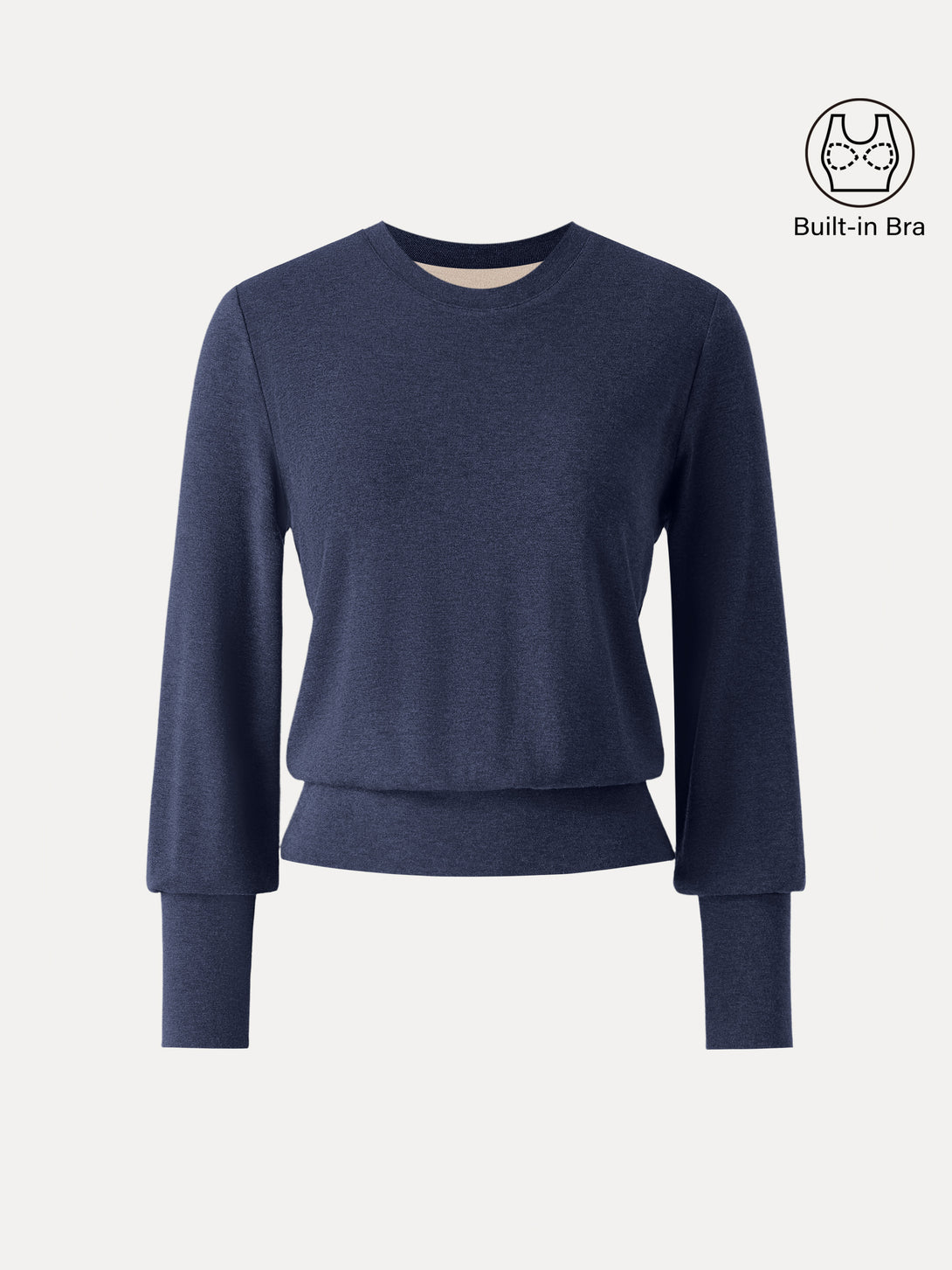 Elevated Crewneck Brushed Brami with Banded Hem Indigo XS