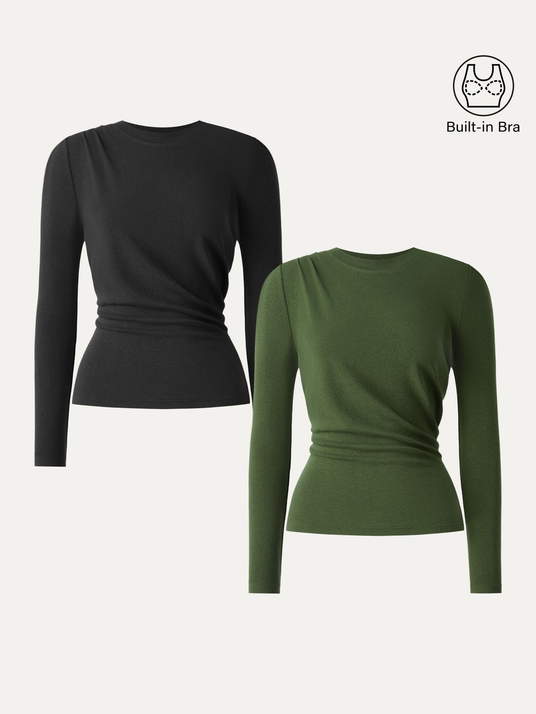 Light Warm Crewneck Tucked Top