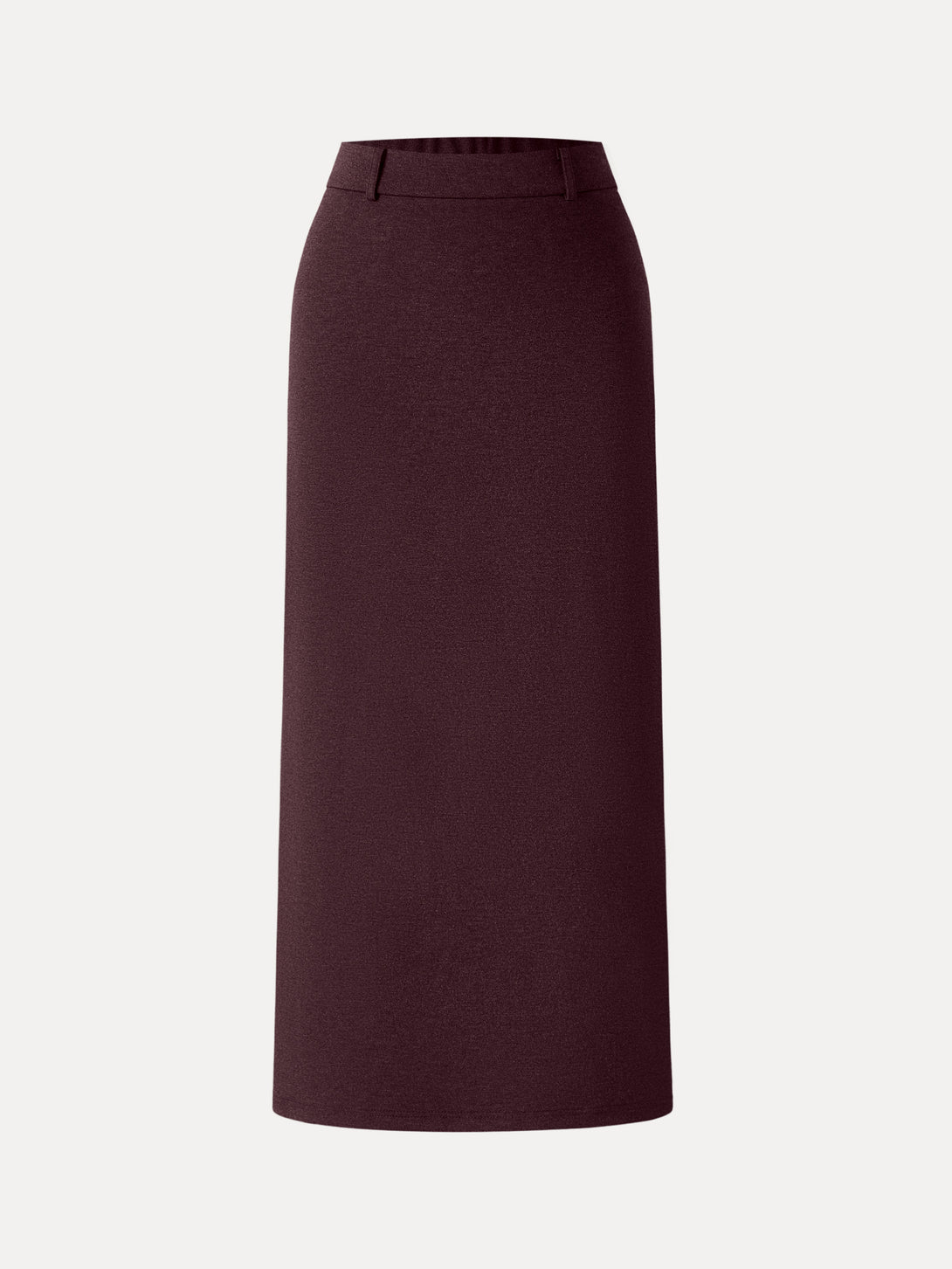 Stretchy Mid Rise Pencil Midi Skirt with Slit