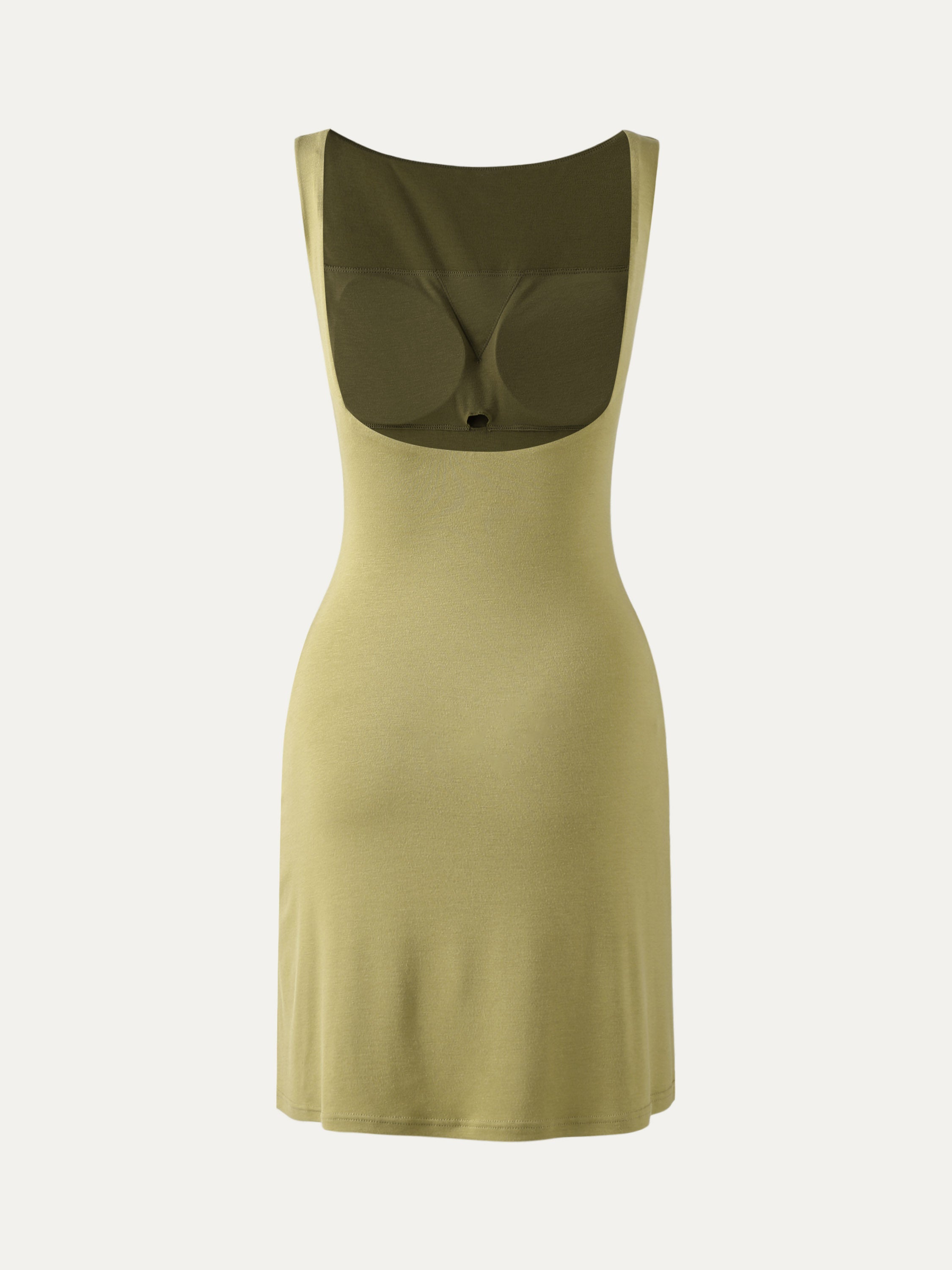 Eco-SkinKiss® Open Back Brami Mini Dress - Olive Oil