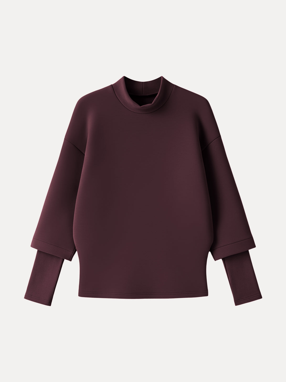 FuzzLuxe Mockneck Sleeve-Warmer Top Ruby XS