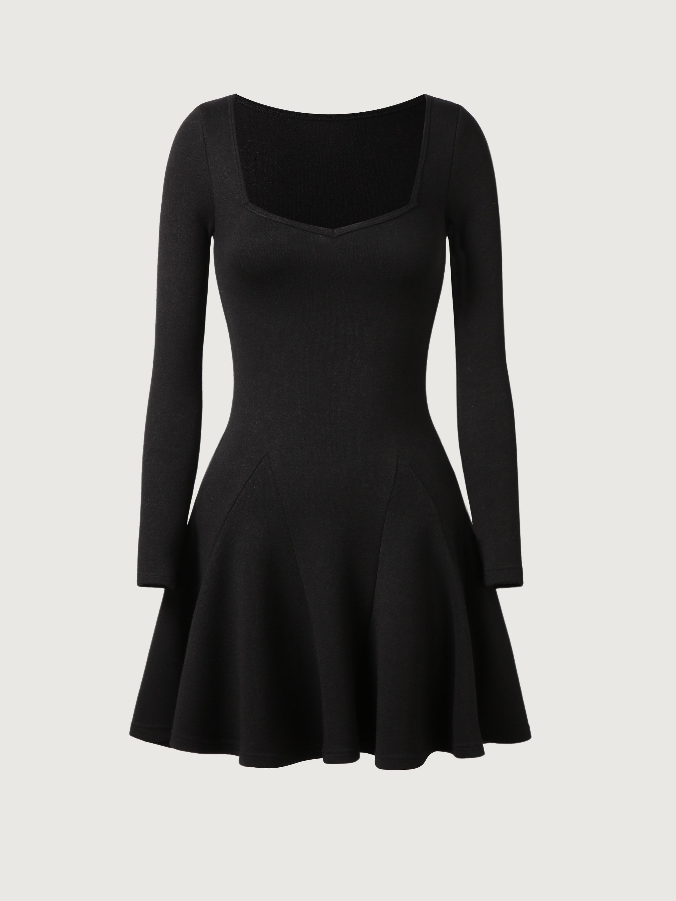 Cashsoft Sweetheart Neck Flounce Dress - Black