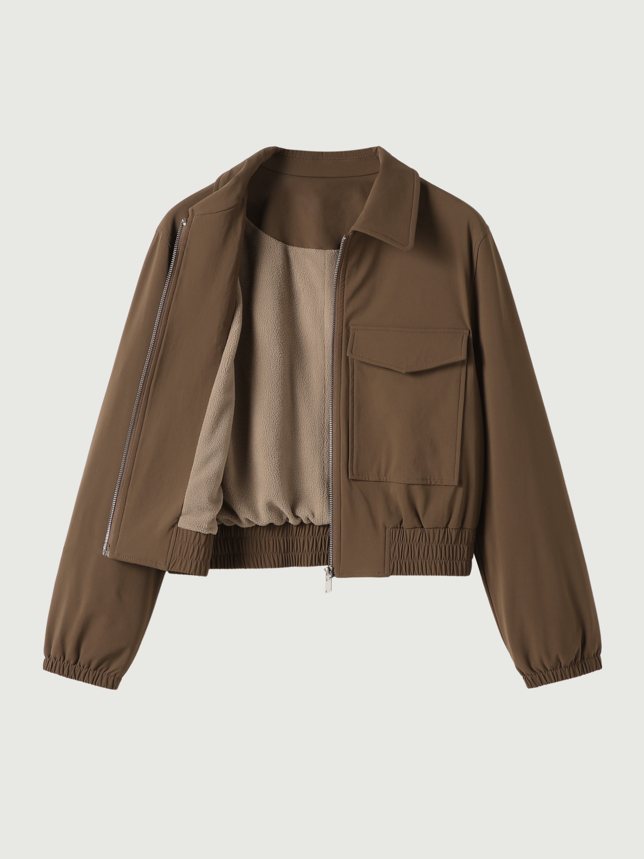 Waterproof Collared Cropped Jacket - Ash