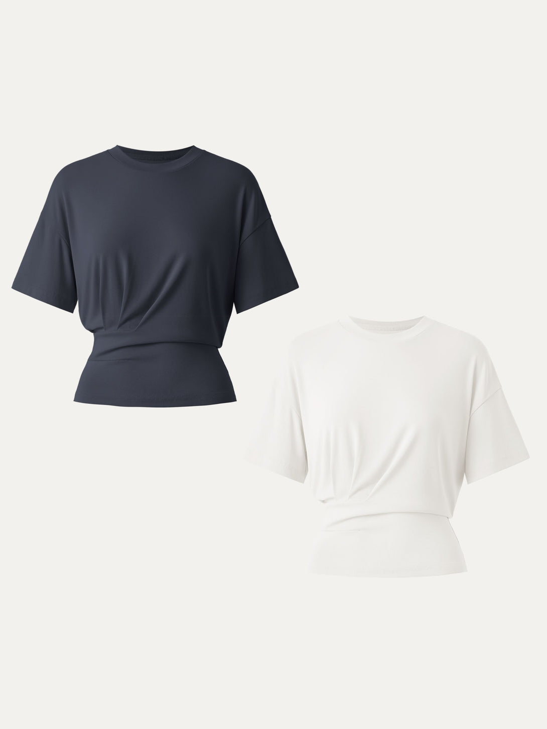 2Pcs Set Sandwashed Crewneck Short Sleeve Tucked Tee