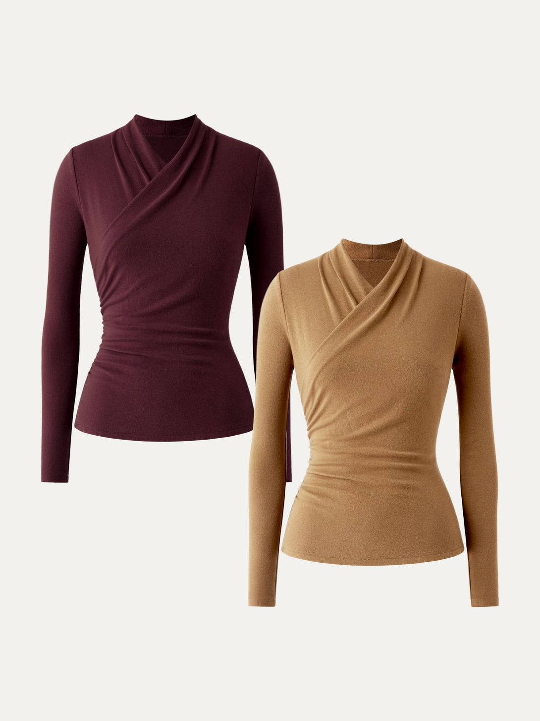 2Pcs Set Surplice Long Sleeve Top