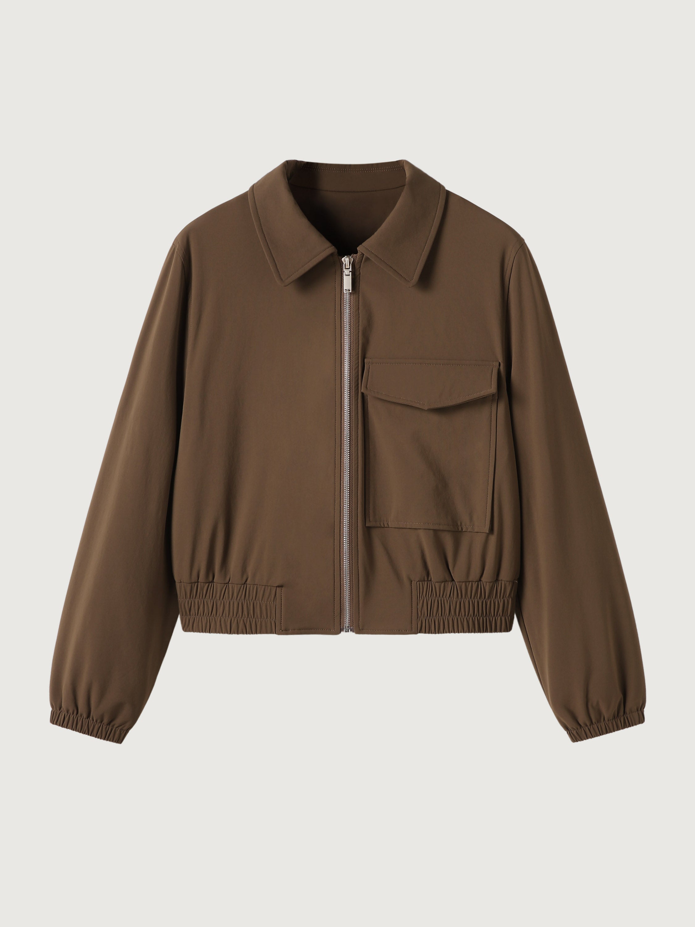 Waterproof Collared Cropped Jacket - Ash