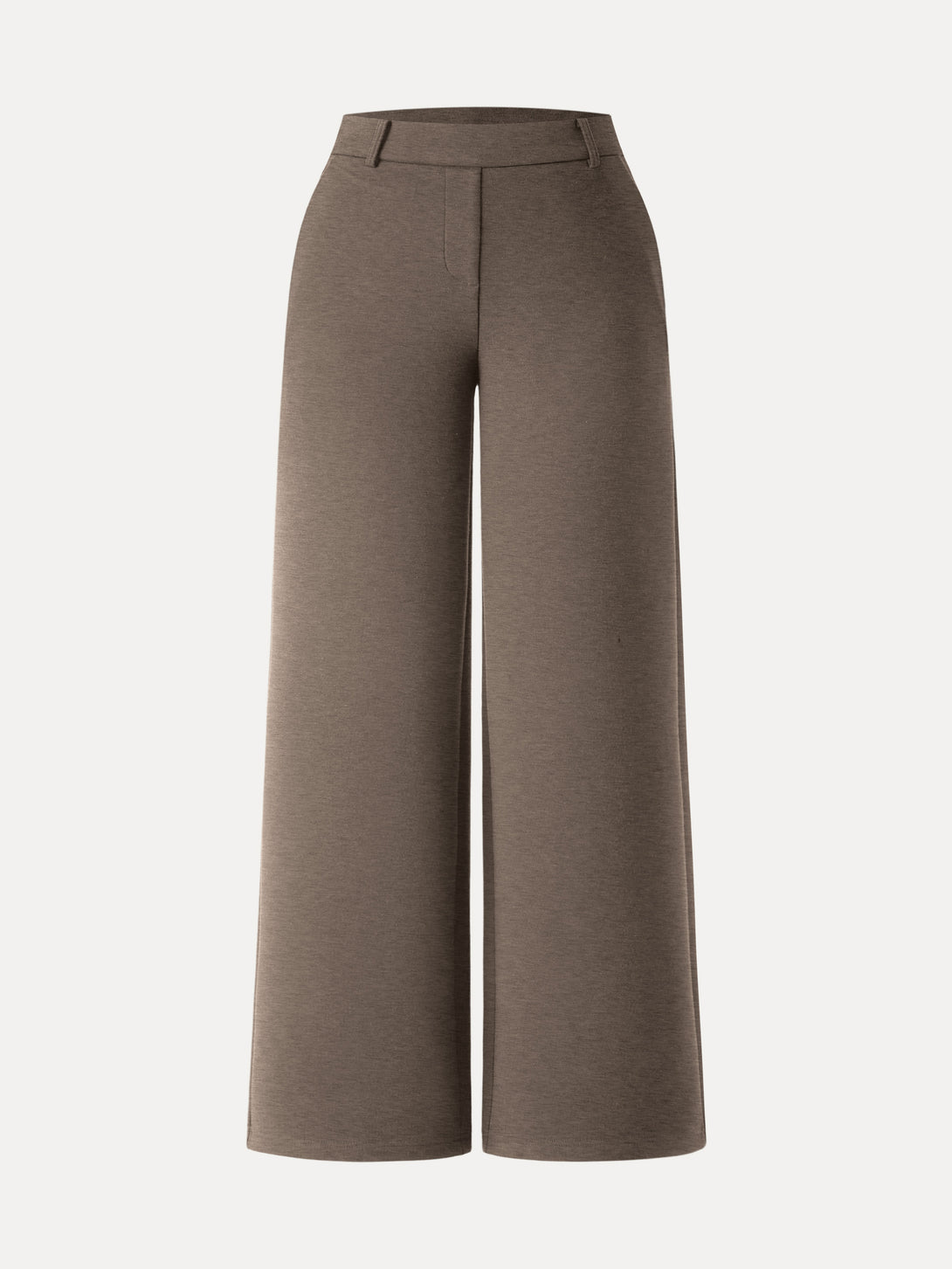 Stretchy Mid Rise Straight Leg Pull-on Pants with Pockets Petite Heather Milk Chocolate