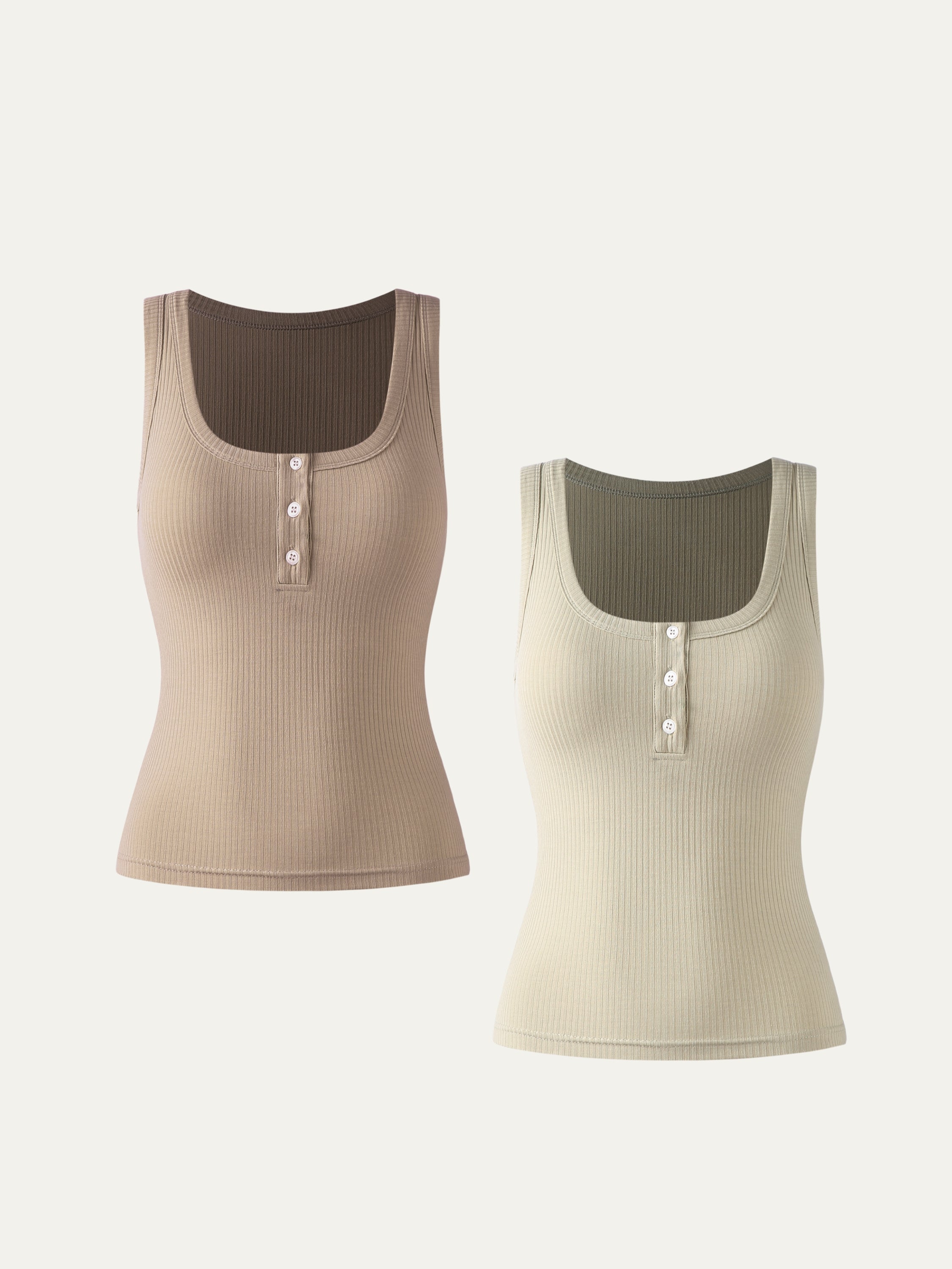 Plantive® Brami Henley Tank 2Pcs Set - Sage Mist/Glossy Grape