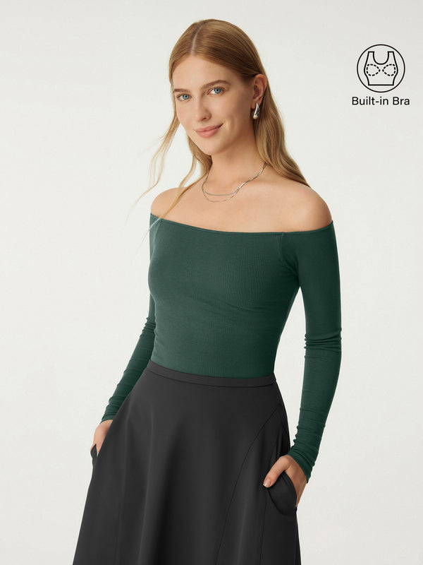 Scoop neckline Long Sleeve Brami Top