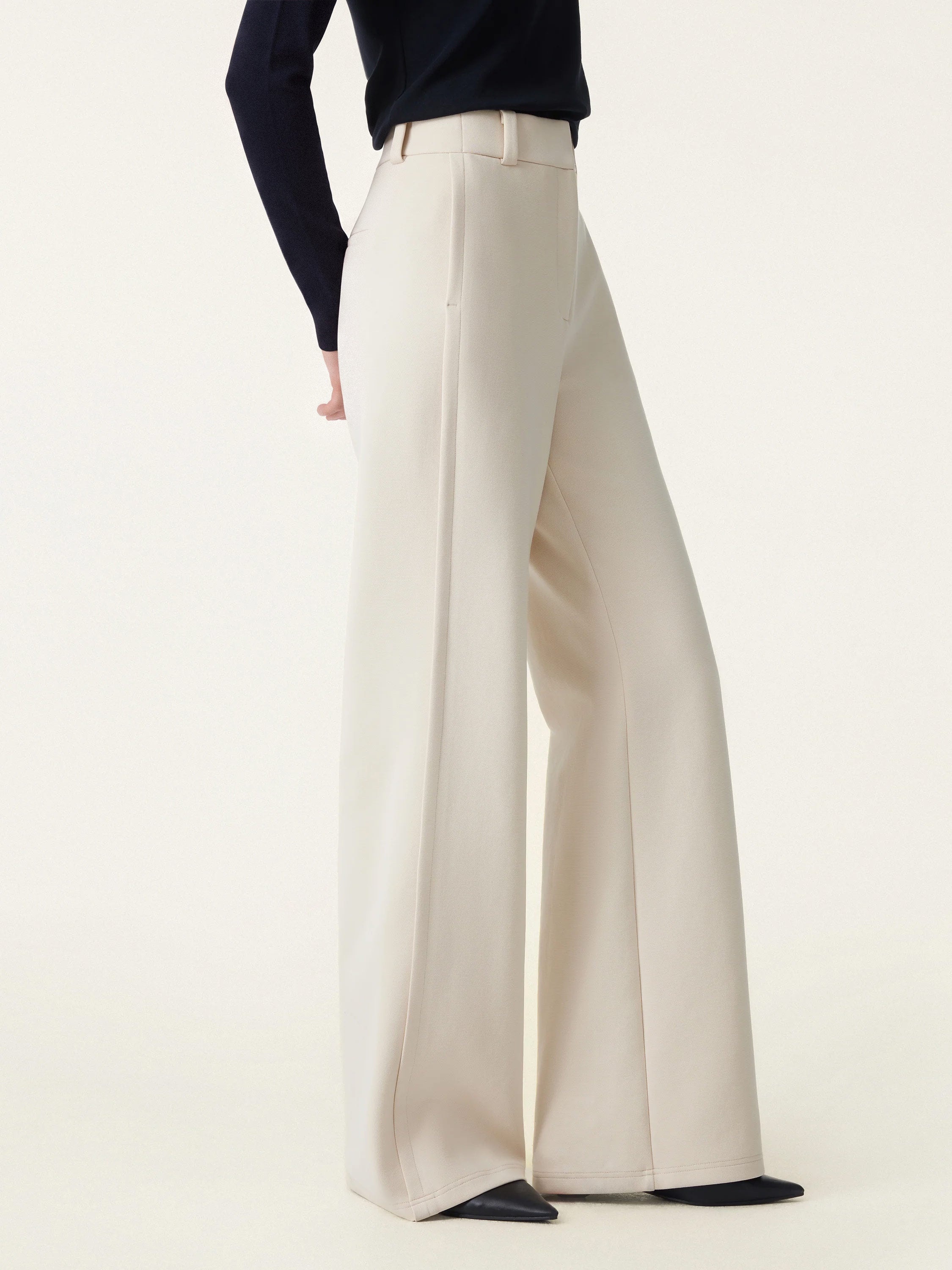 OGL Stretchy Mid Rise Fly-Front Wide Leg Trousers – OGLmove