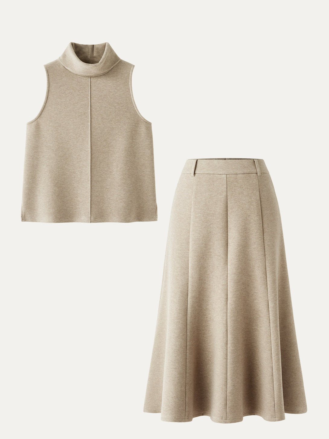 2Pcs Set Split Hem Top & High Waisted Midi Skirt