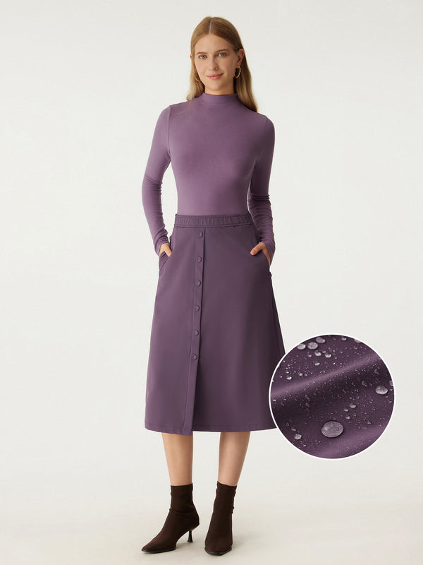 Water-repellent Flared Midi Skirt