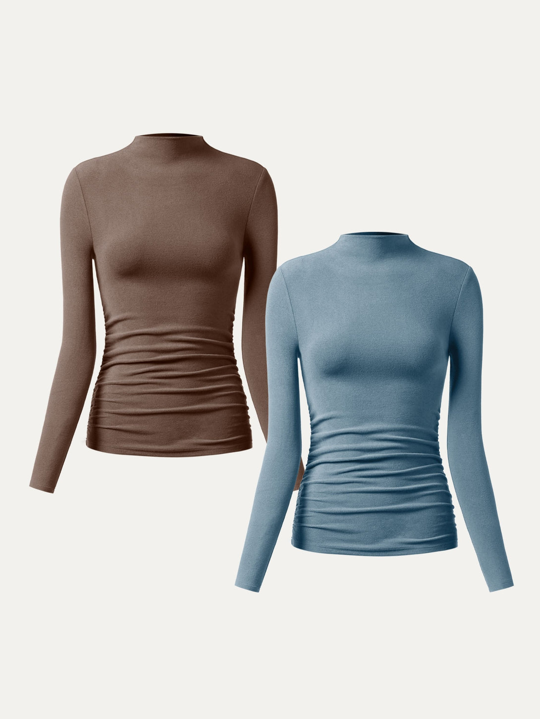 Thermal Ruched Sides Tuckable Mockneck Top