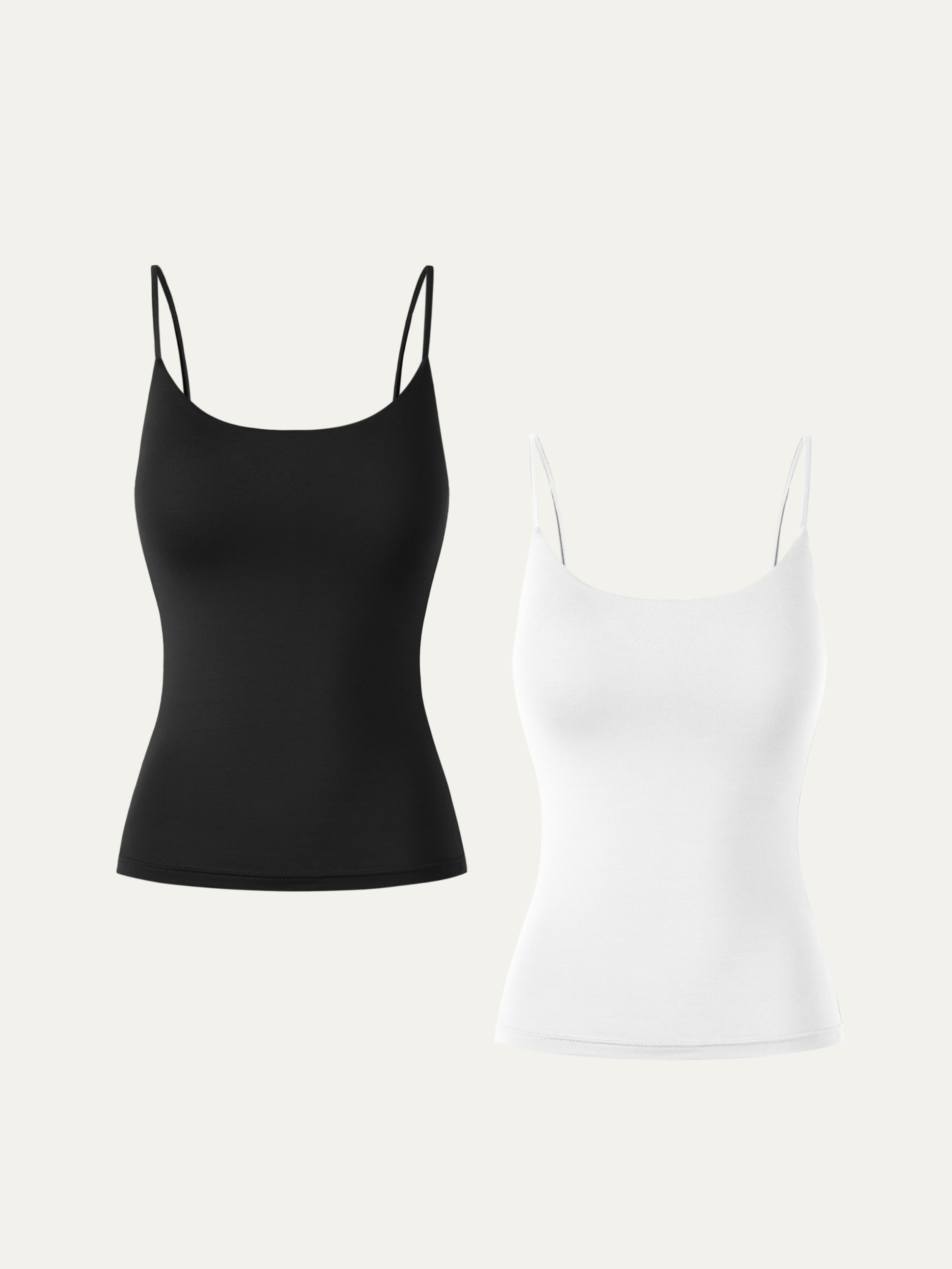 Lenzing Tencel Cami 2Pcs Set - White/Black