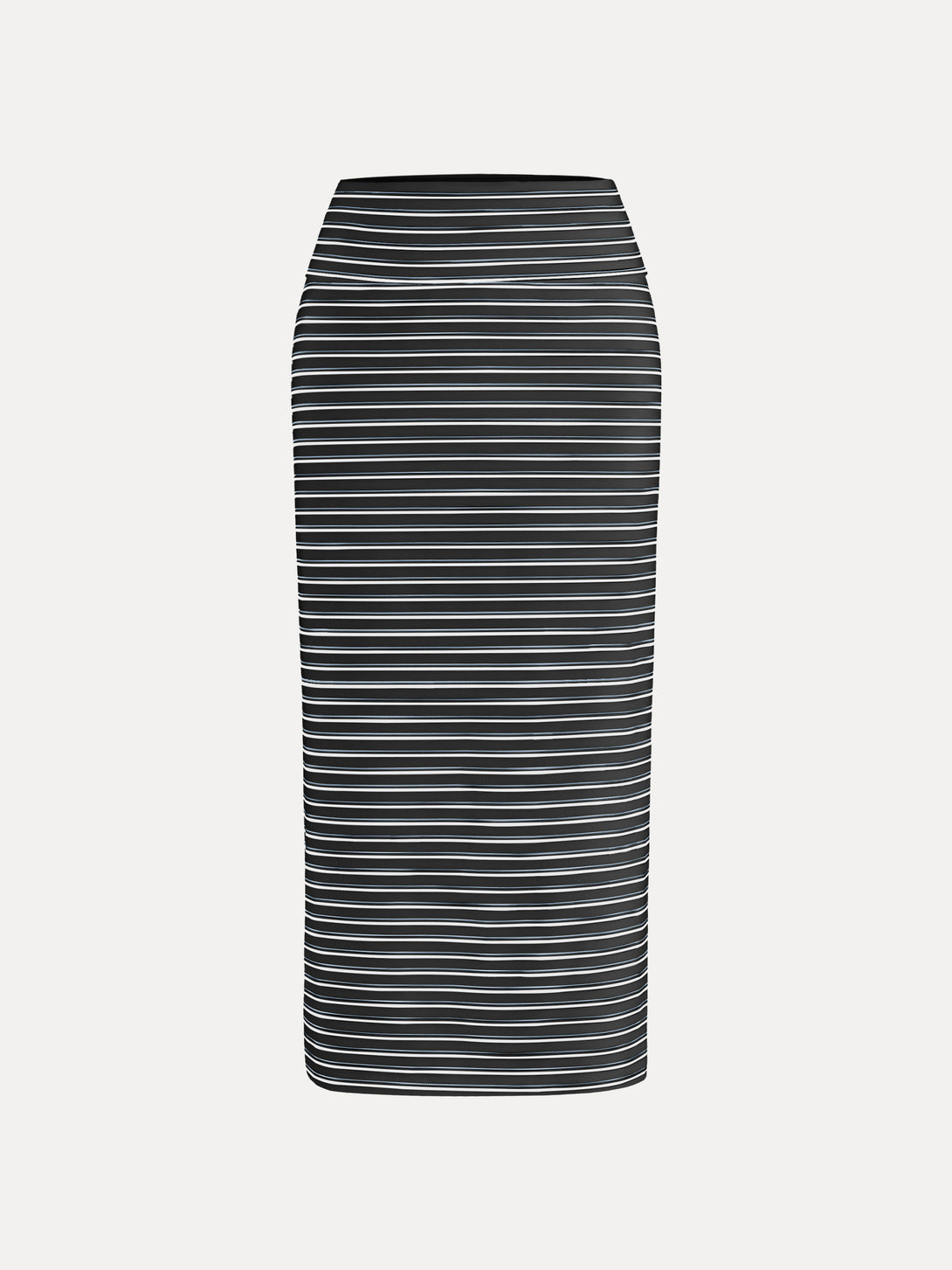 Low Rise Folded Waist Striped Midi Skirt Black/White Stripe XS