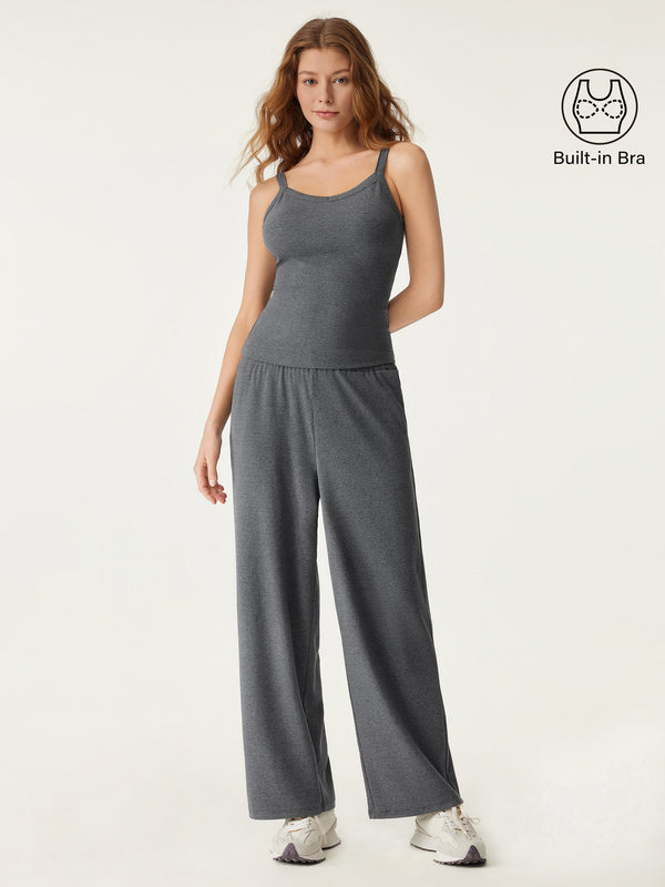 2Pcs Set High Waisted Barrel Pant & V neck Brami Tank Top