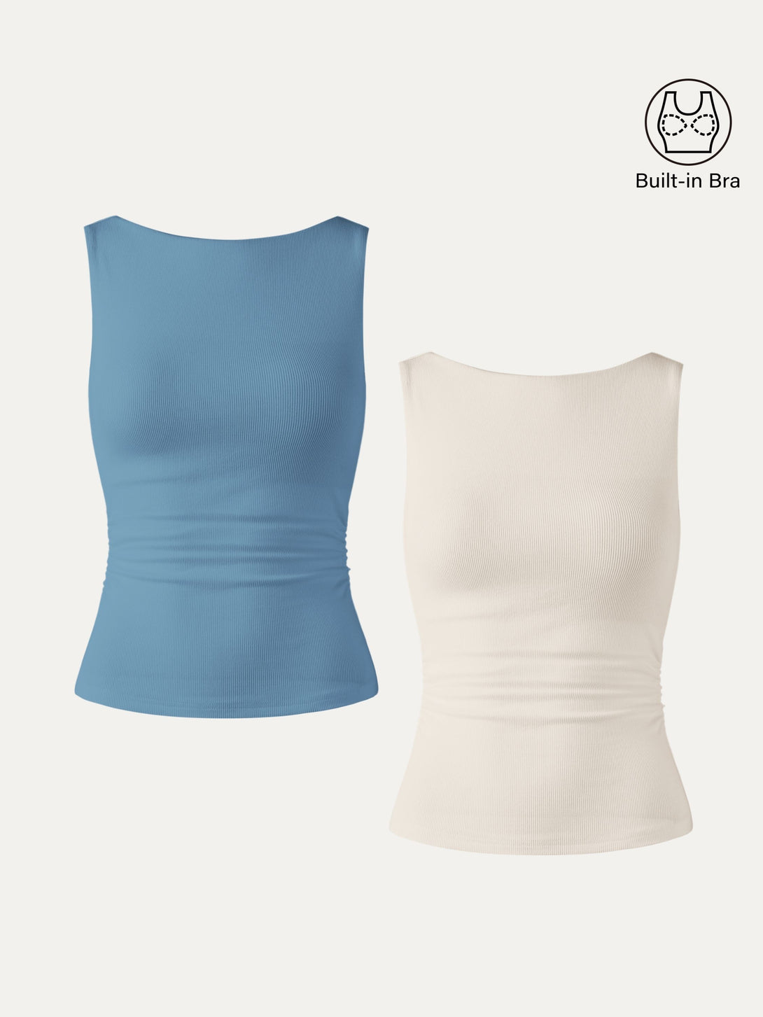 2Pcs Set Elastic Open Back Brami Tank