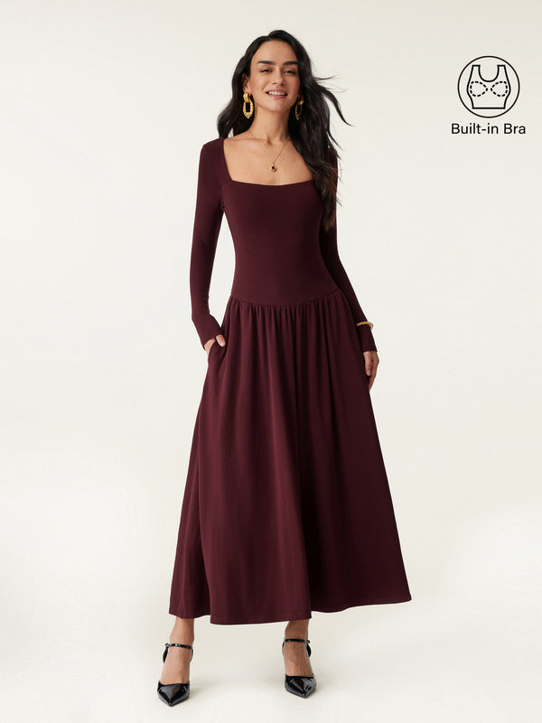 Square Neck Curved Waist Brami Dress