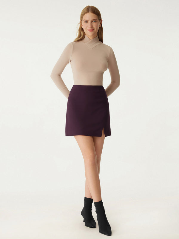 Ponte Split Mini Skirt