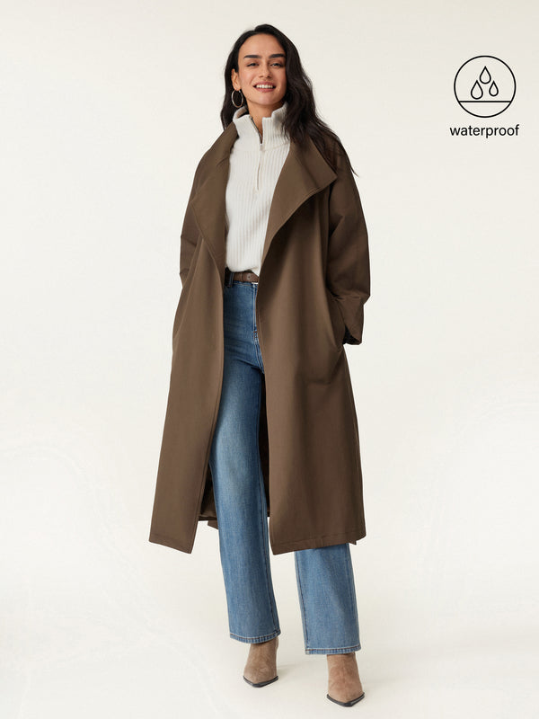 Water-Repellent Oversized Long Jacket