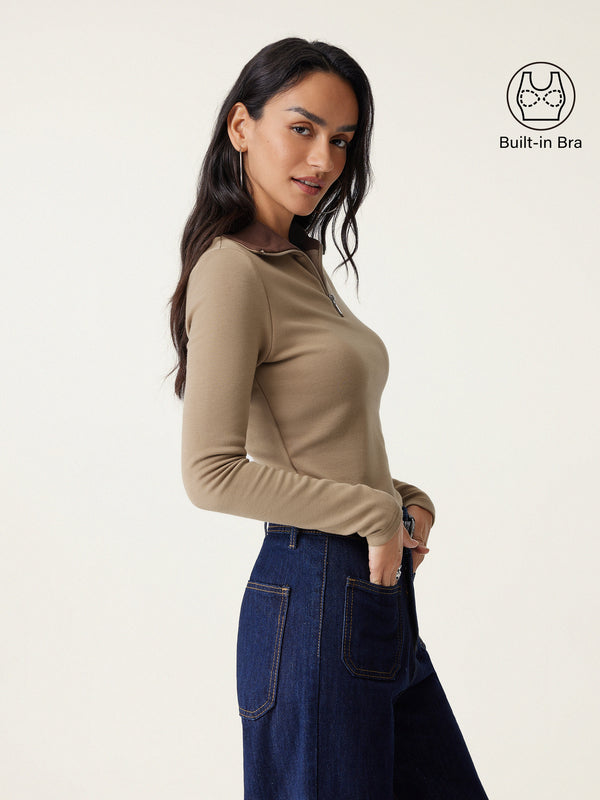 Half-Zip Mockneck Brami Top