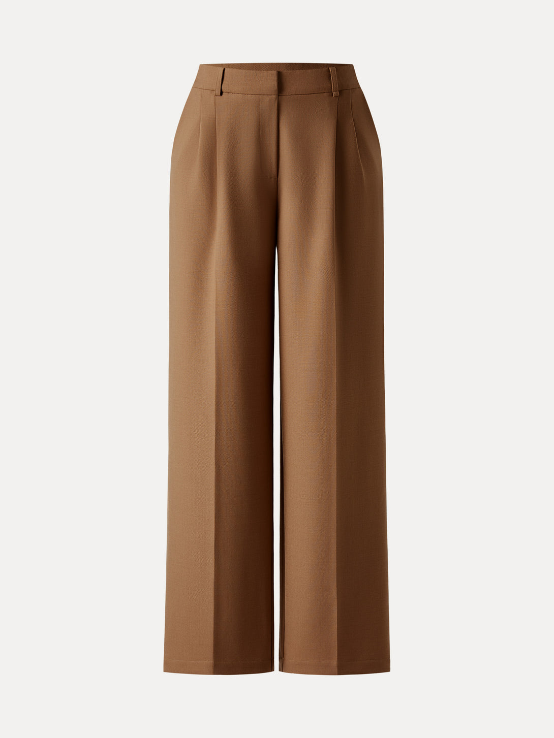 Stretch Wool High Rise Straight Leg Trousers with Pockets