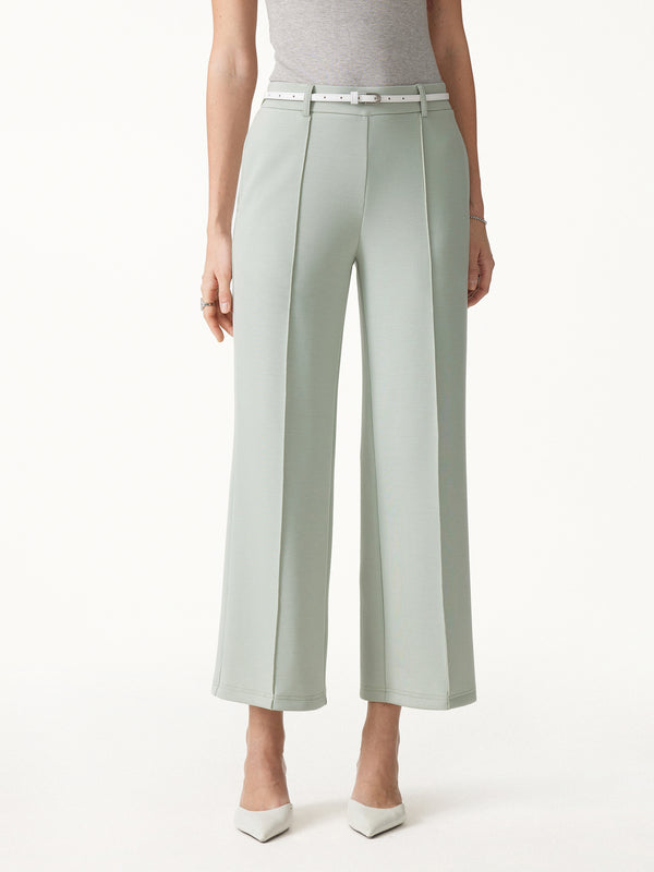 OGLmove Lyocell Spacer Knit Cropped Straight-Leg Pants with Pockets Regular Lily Green
