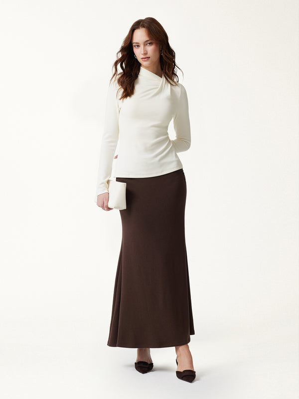 OGLmove LiteWarm Draped Mock Neck Long Sleeve Top