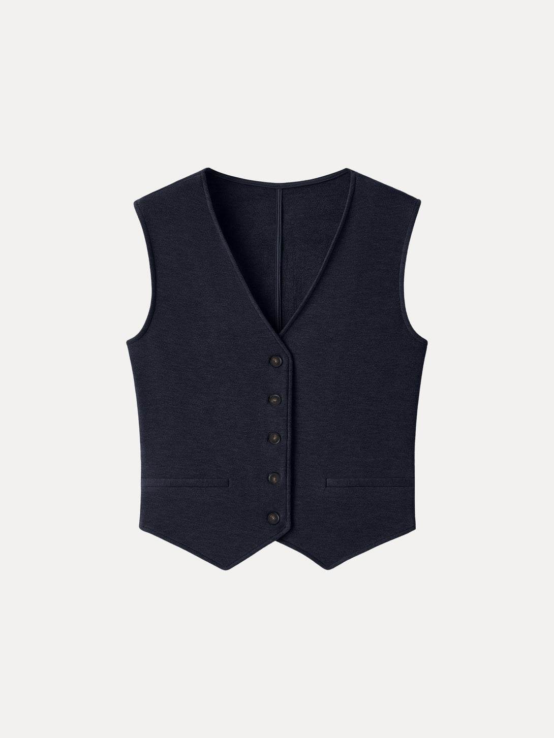 Brushed Warm V-neck Button Front Vest Universe Navy XS