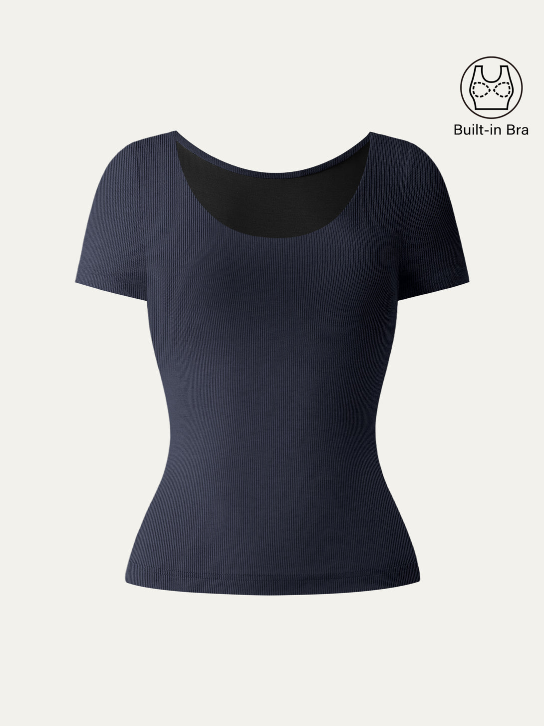 Scoop Neck Short Sleeve Cotton New Airy Brami Navy S