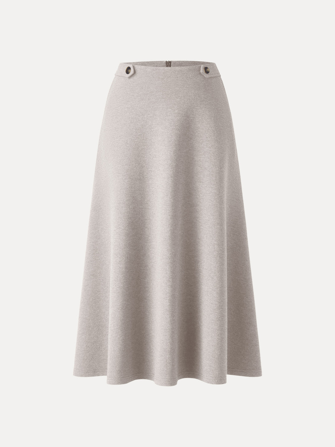Cozy Warm Tailored Midi Circle Skirt with Pockets Heather Ivory XS
