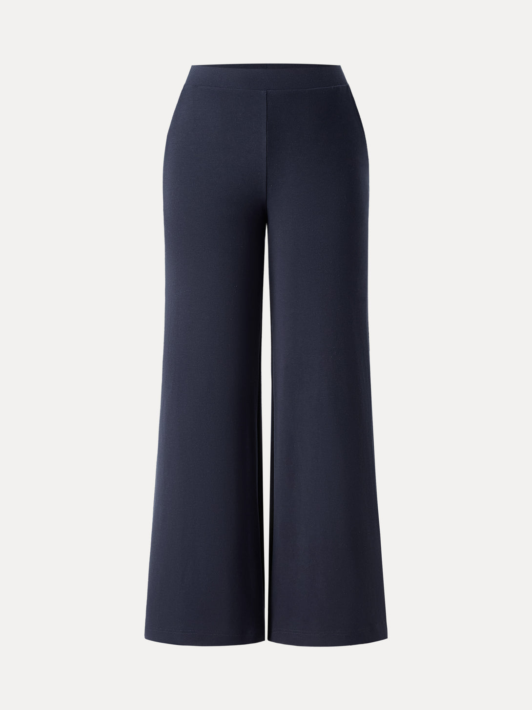 Lyocell Wool Mid Rise Wide Leg Pull-on Pants with Pockets