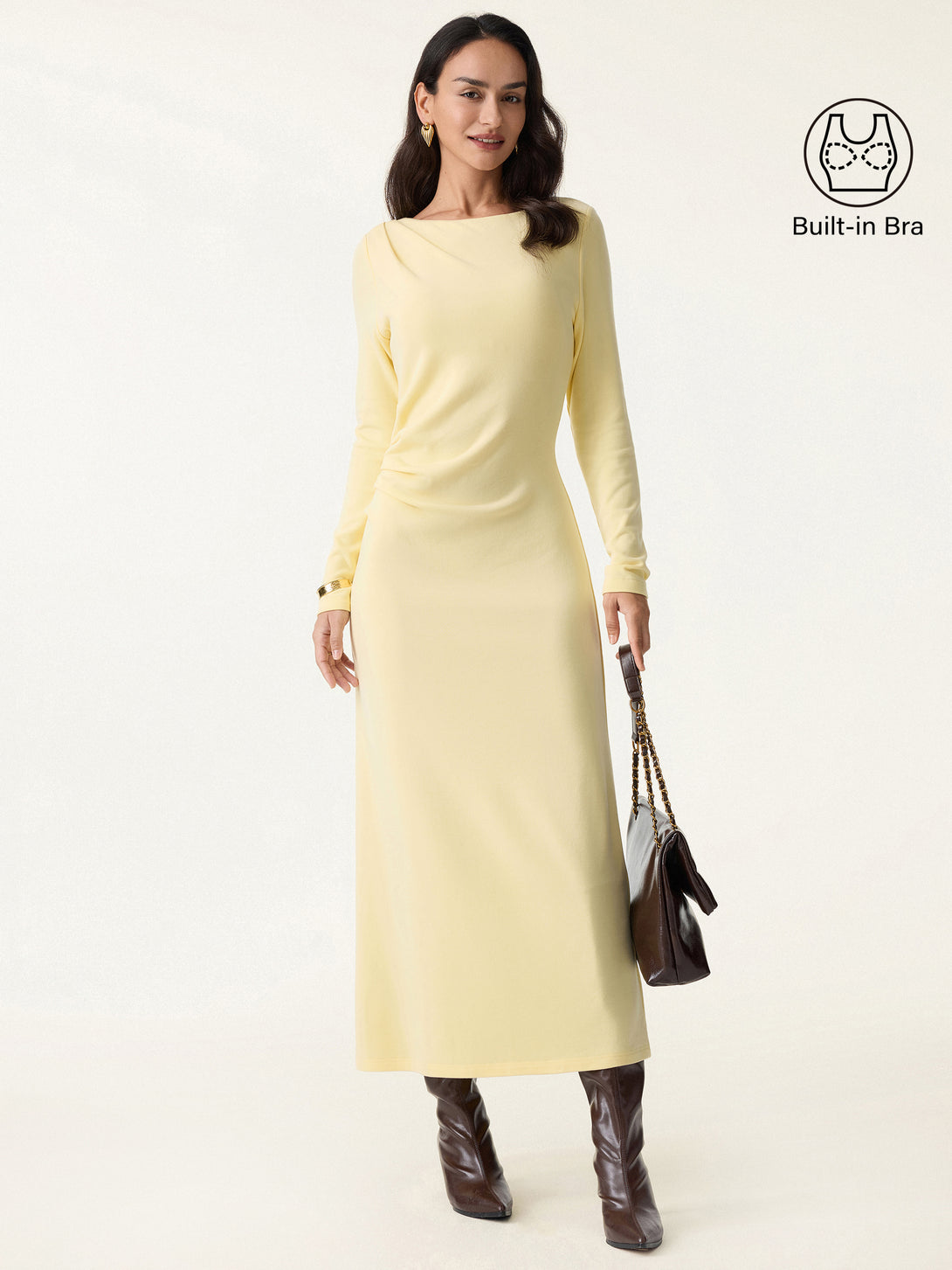ProWarm Slimming Boatneck Tucked Midi Brami Dress